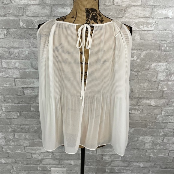 Zara Cold Shoulder Sheer Pleated Blouse - Picture 5 of 8